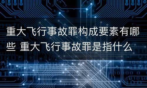 重大飞行事故罪构成要素有哪些 重大飞行事故罪是指什么