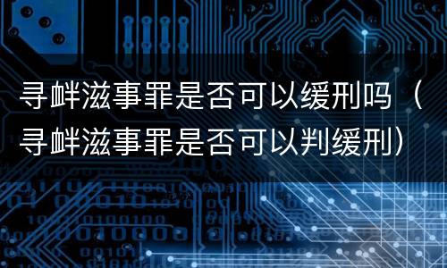 寻衅滋事罪是否可以缓刑吗（寻衅滋事罪是否可以判缓刑）
