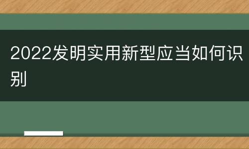 2022发明实用新型应当如何识别