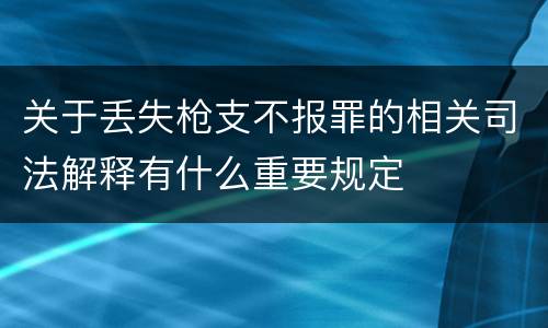 关于丢失枪支不报罪的相关司法解释有什么重要规定
