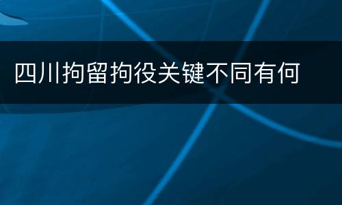 四川拘留拘役关键不同有何