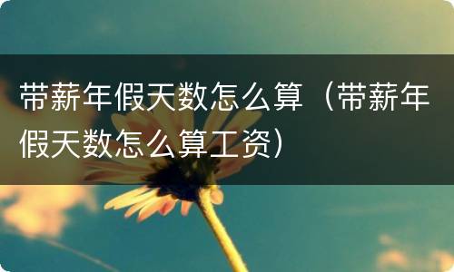 带薪年假天数怎么算（带薪年假天数怎么算工资）