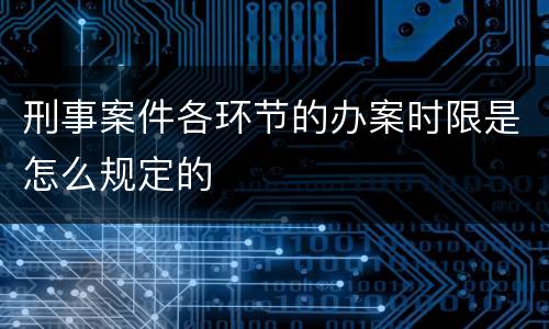 刑事案件各环节的办案时限是怎么规定的