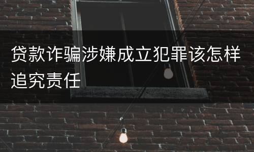 贷款诈骗涉嫌成立犯罪该怎样追究责任