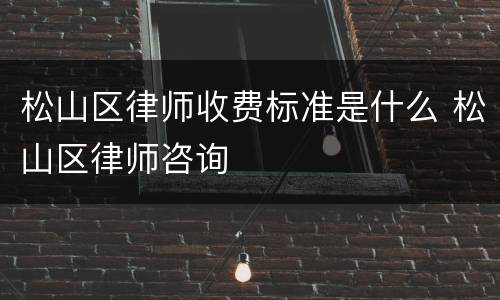 松山区律师收费标准是什么 松山区律师咨询