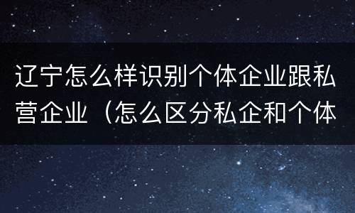 辽宁怎么样识别个体企业跟私营企业（怎么区分私企和个体）