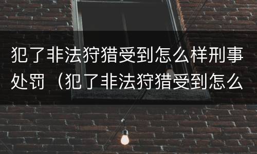 犯了非法狩猎受到怎么样刑事处罚（犯了非法狩猎受到怎么样刑事处罚呢）