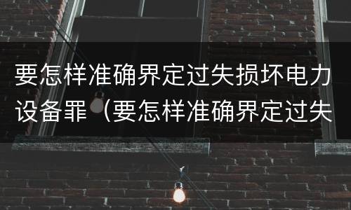要怎样准确界定过失损坏电力设备罪（要怎样准确界定过失损坏电力设备罪行）