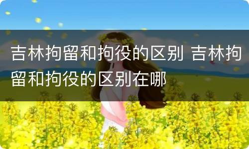 吉林拘留和拘役的区别 吉林拘留和拘役的区别在哪