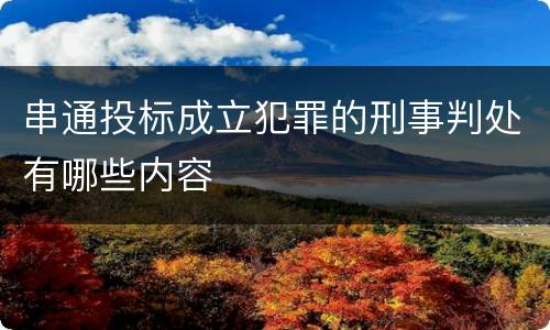 串通投标成立犯罪的刑事判处有哪些内容