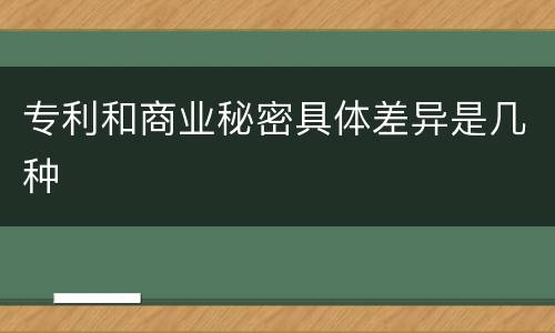 专利和商业秘密具体差异是几种