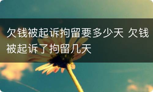 欠钱被起诉拘留要多少天 欠钱被起诉了拘留几天