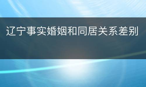 辽宁事实婚姻和同居关系差别