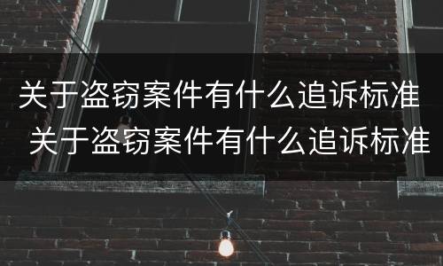 关于盗窃案件有什么追诉标准 关于盗窃案件有什么追诉标准规定
