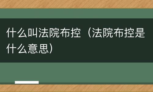 什么叫法院布控（法院布控是什么意思）