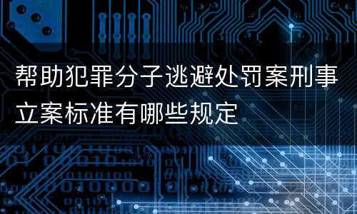 帮助犯罪分子逃避处罚案刑事立案标准有哪些规定