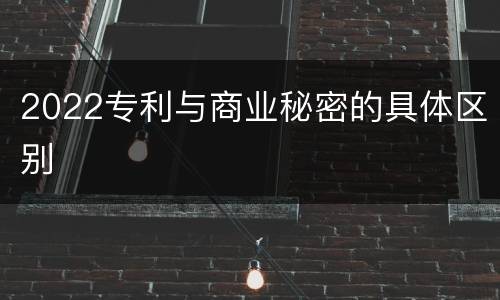 2022专利与商业秘密的具体区别