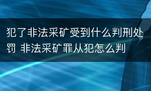 犯了非法采矿受到什么判刑处罚 非法采矿罪从犯怎么判