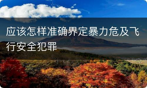 应该怎样准确界定暴力危及飞行安全犯罪