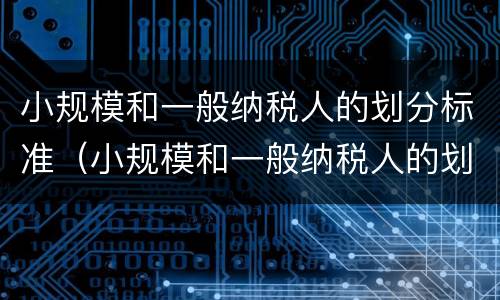 小规模和一般纳税人的划分标准（小规模和一般纳税人的划分标准是）