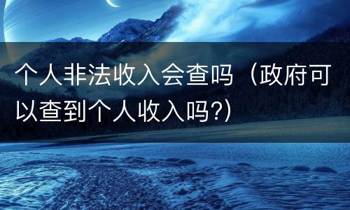 个人非法收入会查吗（政府可以查到个人收入吗?）