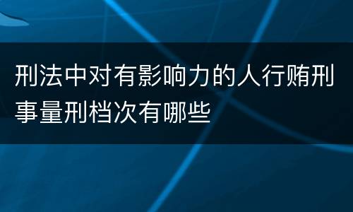 刑法中对有影响力的人行贿刑事量刑档次有哪些
