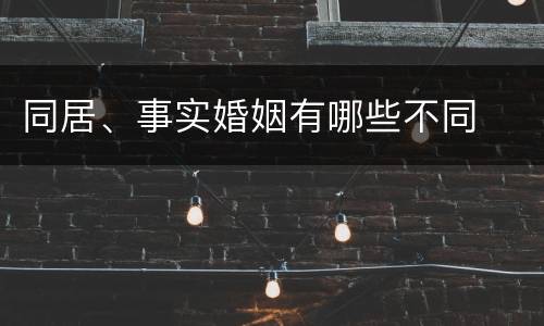 同居、事实婚姻有哪些不同