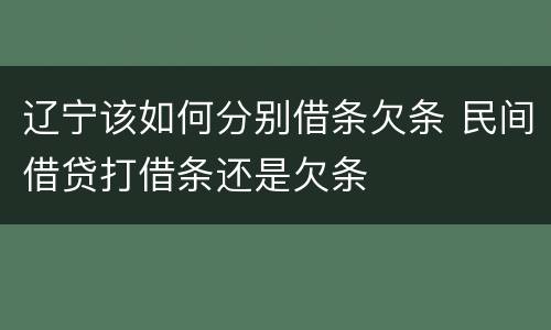 辽宁该如何分别借条欠条 民间借贷打借条还是欠条