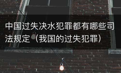 中国过失决水犯罪都有哪些司法规定（我国的过失犯罪）