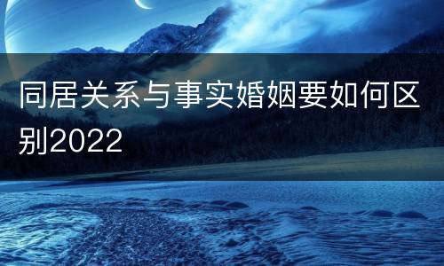 同居关系与事实婚姻要如何区别2022