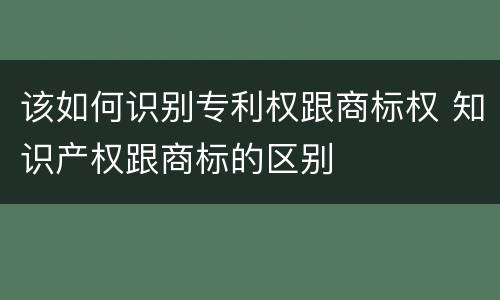 该如何识别专利权跟商标权 知识产权跟商标的区别