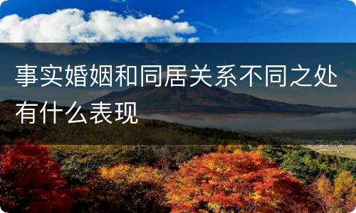 事实婚姻和同居关系不同之处有什么表现