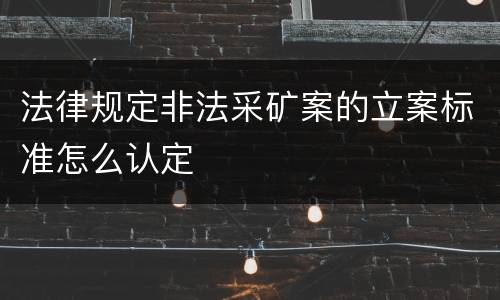 法律规定非法采矿案的立案标准怎么认定