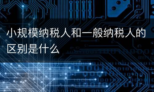 小规模纳税人和一般纳税人的区别是什么