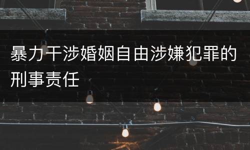 暴力干涉婚姻自由涉嫌犯罪的刑事责任