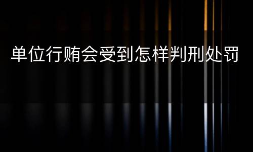 单位行贿会受到怎样判刑处罚