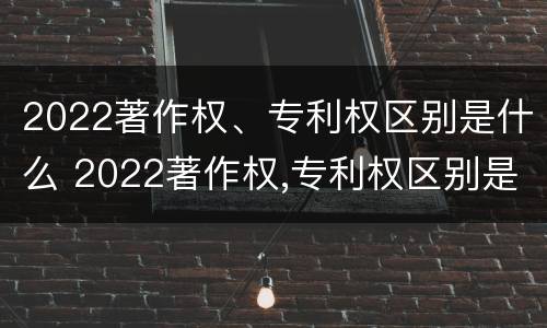 2022著作权、专利权区别是什么 2022著作权,专利权区别是什么呢
