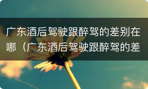 广东酒后驾驶跟醉驾的差别在哪（广东酒后驾驶跟醉驾的差别在哪儿）