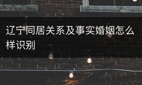 辽宁同居关系及事实婚姻怎么样识别