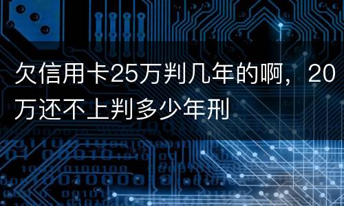 欠信用卡25万判几年的啊，20万还不上判多少年刑