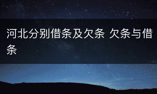 河北分别借条及欠条 欠条与借条