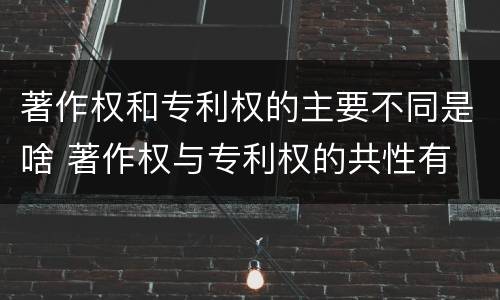 著作权和专利权的主要不同是啥 著作权与专利权的共性有