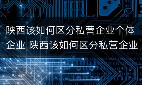 陕西该如何区分私营企业个体企业 陕西该如何区分私营企业个体企业和公司