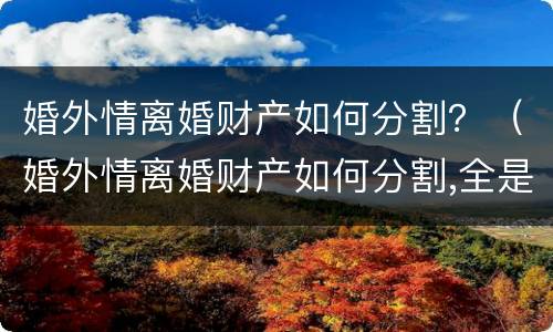 婚外情离婚财产如何分割？（婚外情离婚财产如何分割,全是婚前财产）