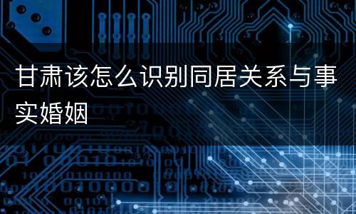 甘肃该怎么识别同居关系与事实婚姻