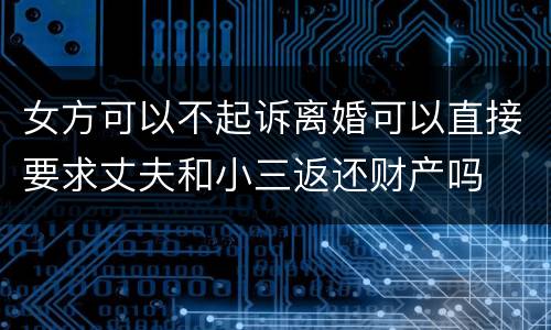 女方可以不起诉离婚可以直接要求丈夫和小三返还财产吗