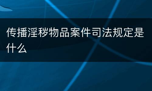 传播淫秽物品案件司法规定是什么