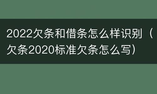2022欠条和借条怎么样识别（欠条2020标准欠条怎么写）