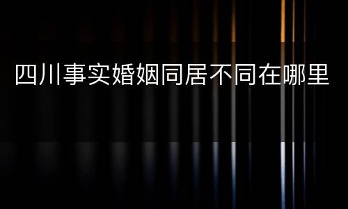 四川事实婚姻同居不同在哪里