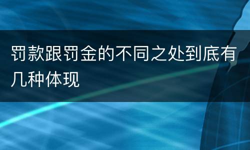 罚款跟罚金的不同之处到底有几种体现